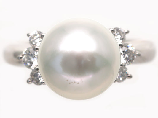 Nanyang Pearl Diameter Approx. 11.2mm D0.40ct Pt900 9.0g Ring