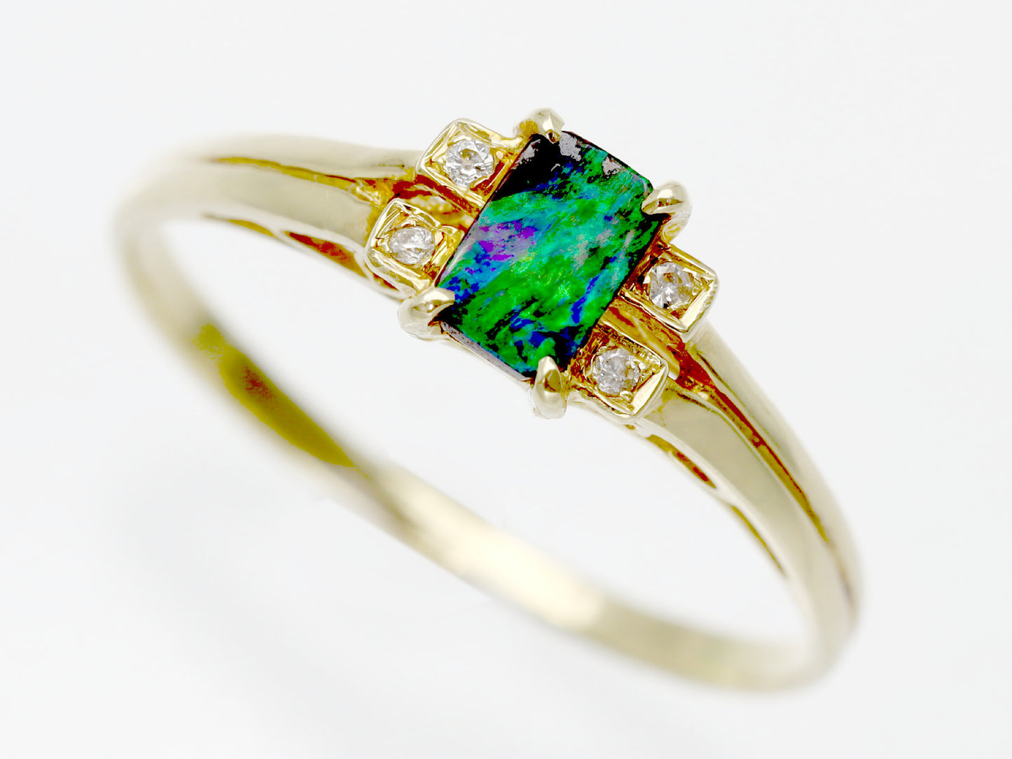 Boulder Opal Diamond K18 1.3g Ring
