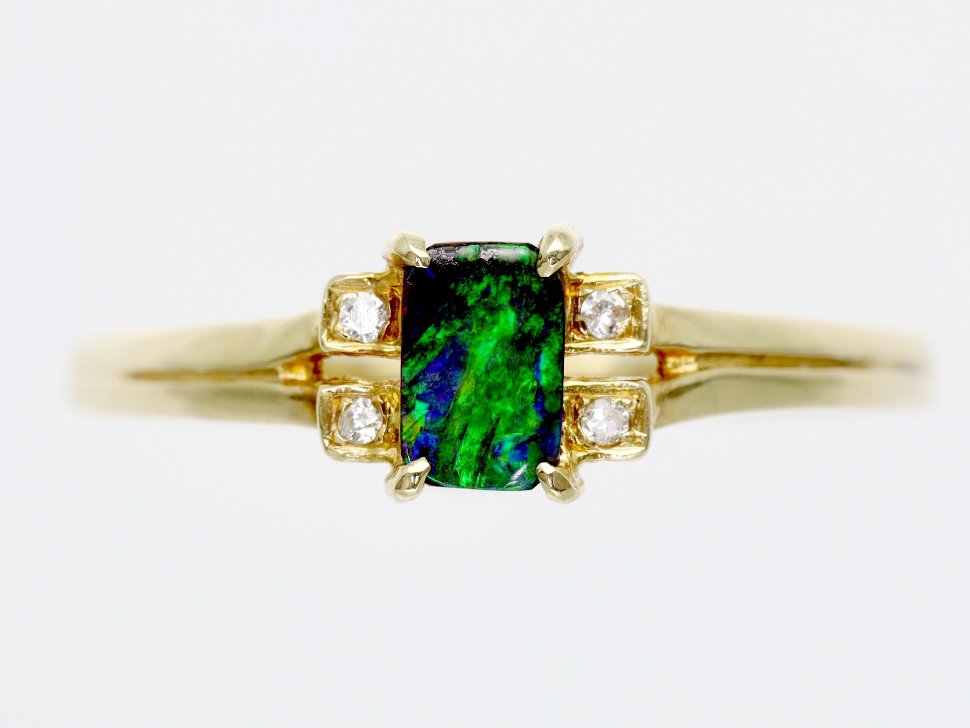 Boulder Opal Diamond K18 1.3g Ring