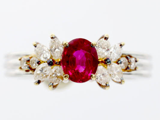 R0.34ct D0.63ct Pt900/K18 5.0g Ring