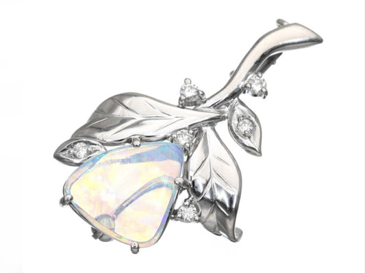 OP1.03ct D0.14ct Pt900 6.3g Brooch