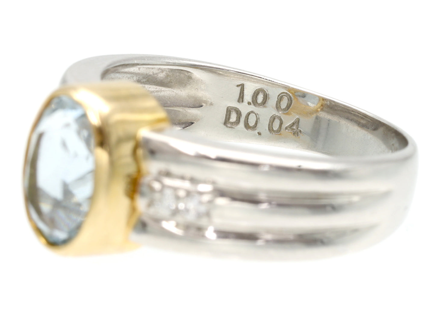 AQ1.00ct D0.04ct Pt900/K18 4.8g Ring