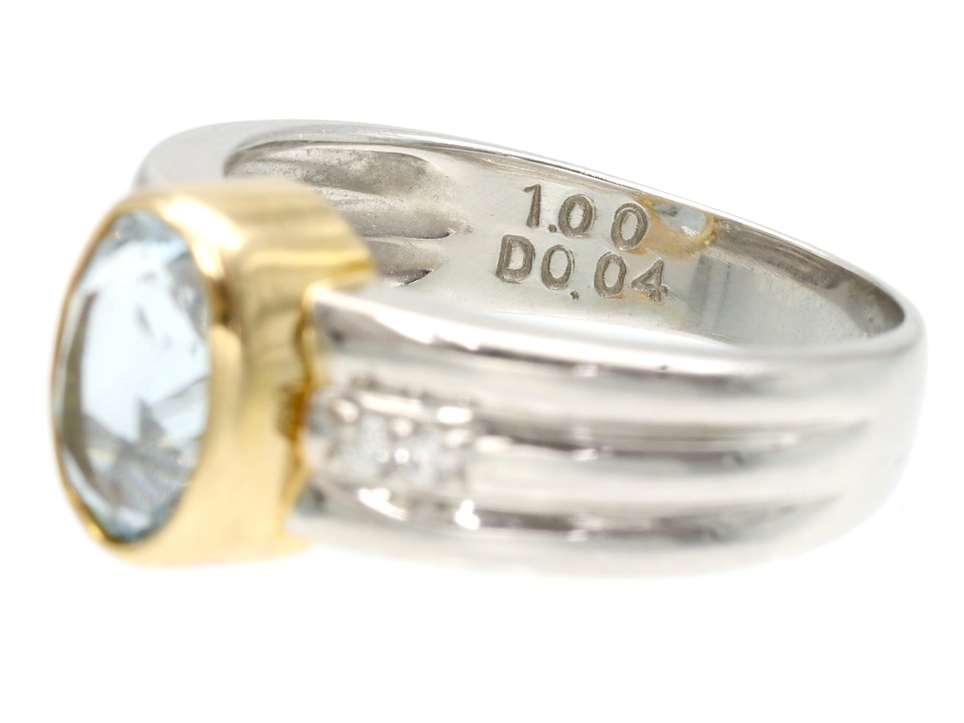 AQ1.00ct D0.04ct Pt900/K18 4.8g Ring