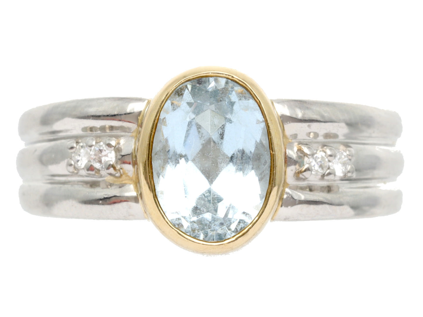 AQ1.00ct D0.04ct Pt900/K18 4.8g Ring