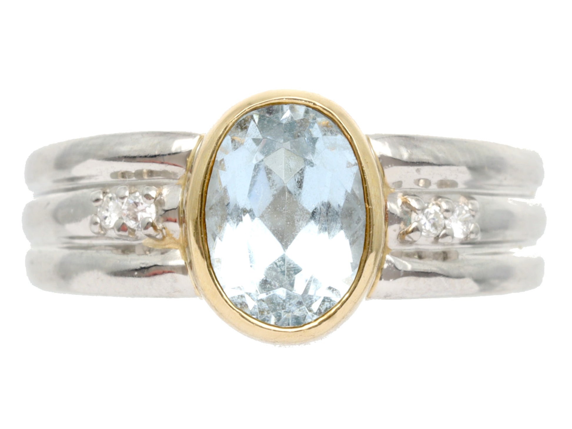 AQ1.00ct D0.04ct Pt900/K18 4.8g Ring