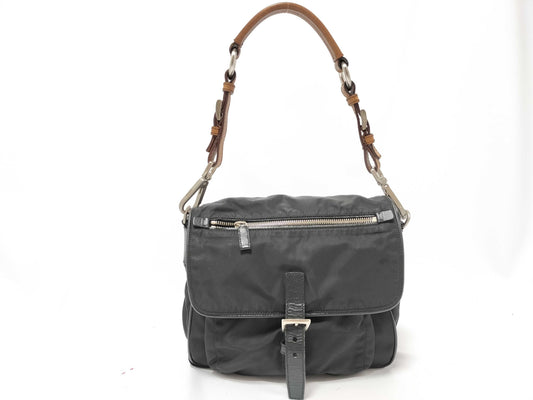 PRADA nylon handbag, black.
