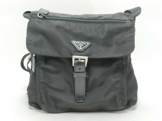 PRADA Nylon PRADA Triangle Logo Shoulder Bag Black Shoulder Bag
