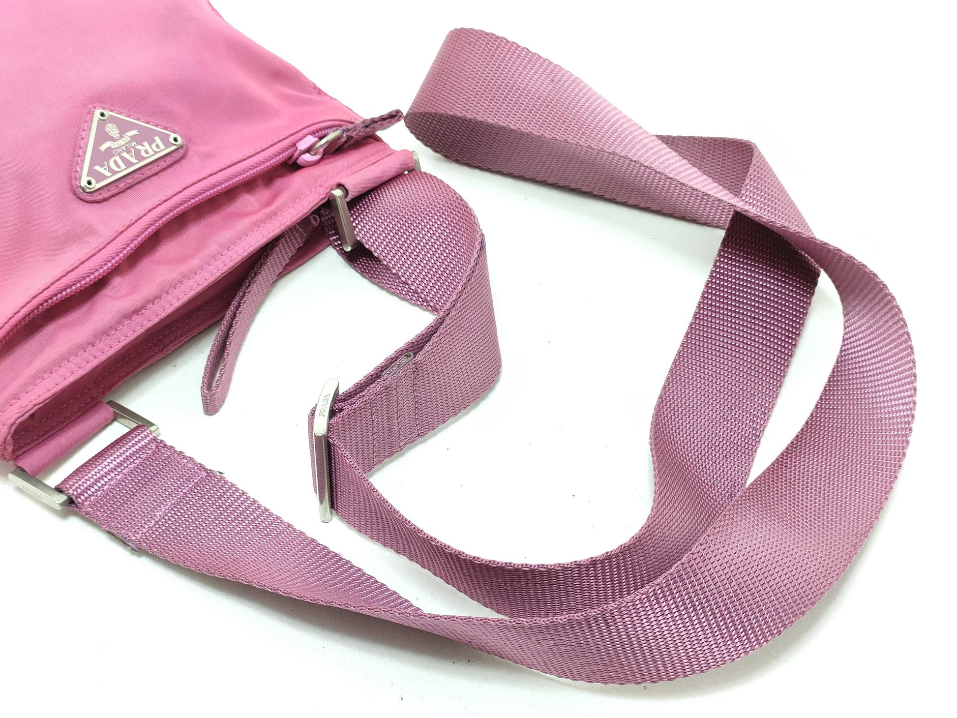 PRADA Nylon PRADA Prada Triangle Logo Shoulder Bag Pink Shoulder Bag