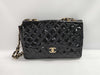 CHANEL Patent Deca Matelasse SW Chain Shoulder Bag, Size 12, GD Hardware, Black