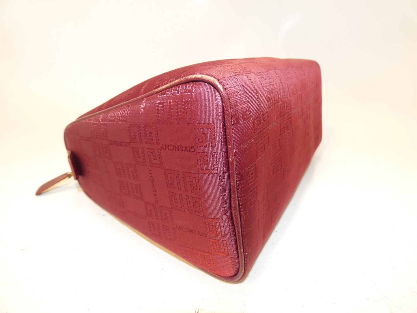 GIVENCHY Logo Bordeaux Canvas and Leather Hand Boston Bag