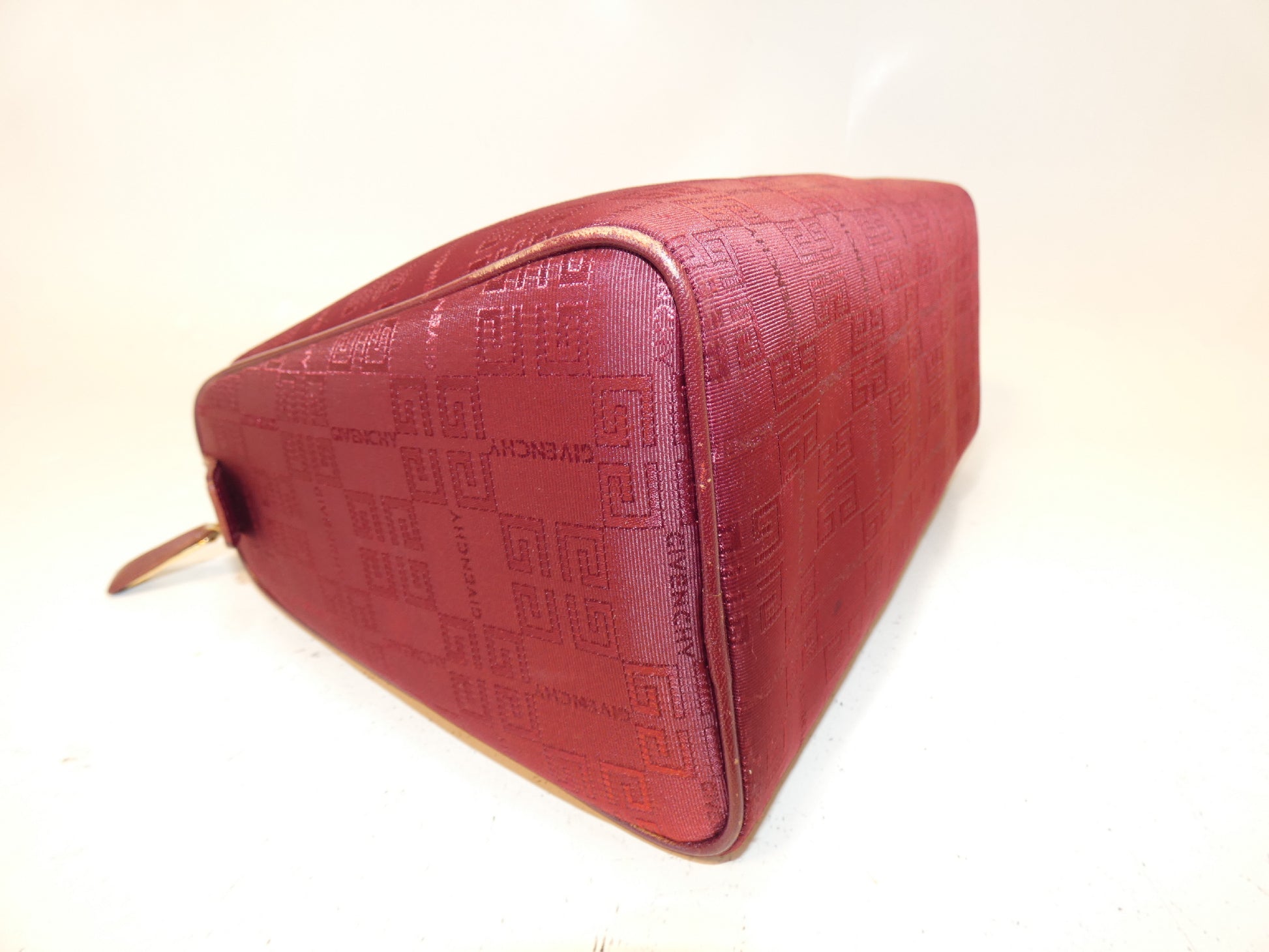 GIVENCHY Logo Bordeaux Canvas and Leather Hand Boston Bag