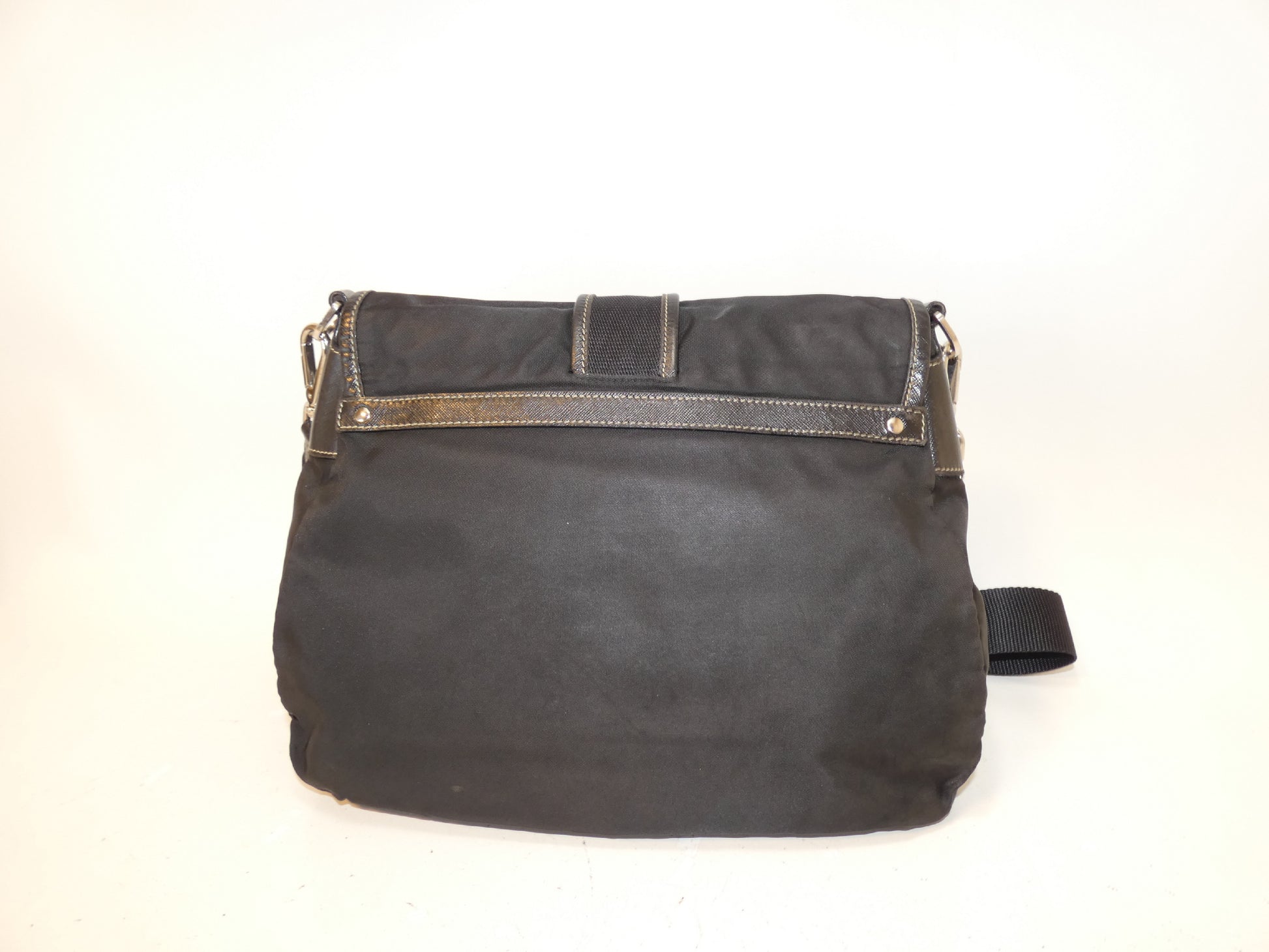PRADA Belt Nylon Saffiano Black Shoulder Bag