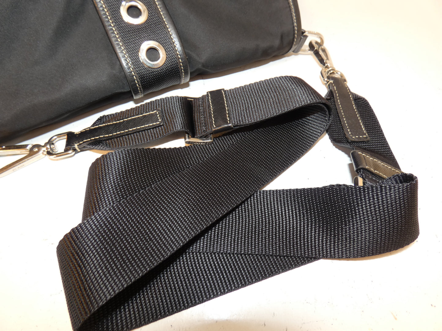PRADA Belt Nylon Saffiano Black Shoulder Bag