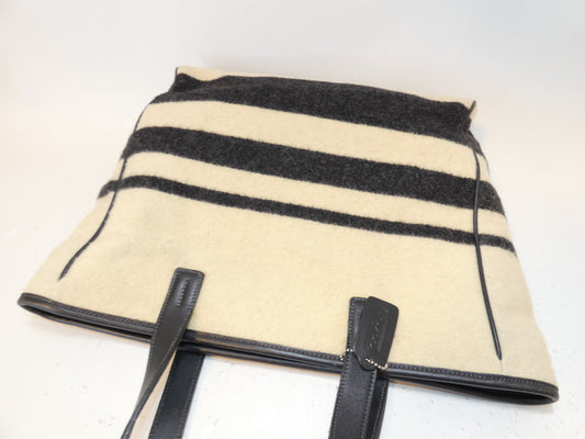 COACH Wool and Leather Shoulder Tote Bag