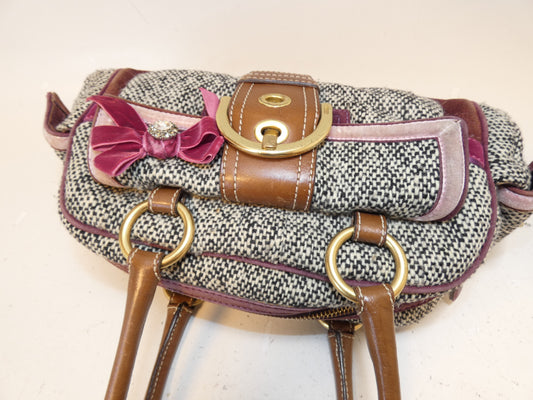 COACH Ribbon Belt Turnlock Mixed Material Hand Boston Bag