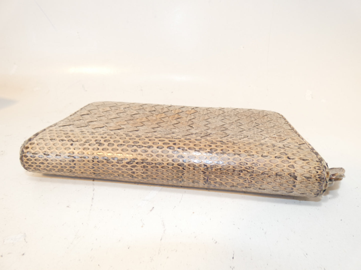BOTTEGA VENETA Python Intrecciato Round Zip Long Wallet