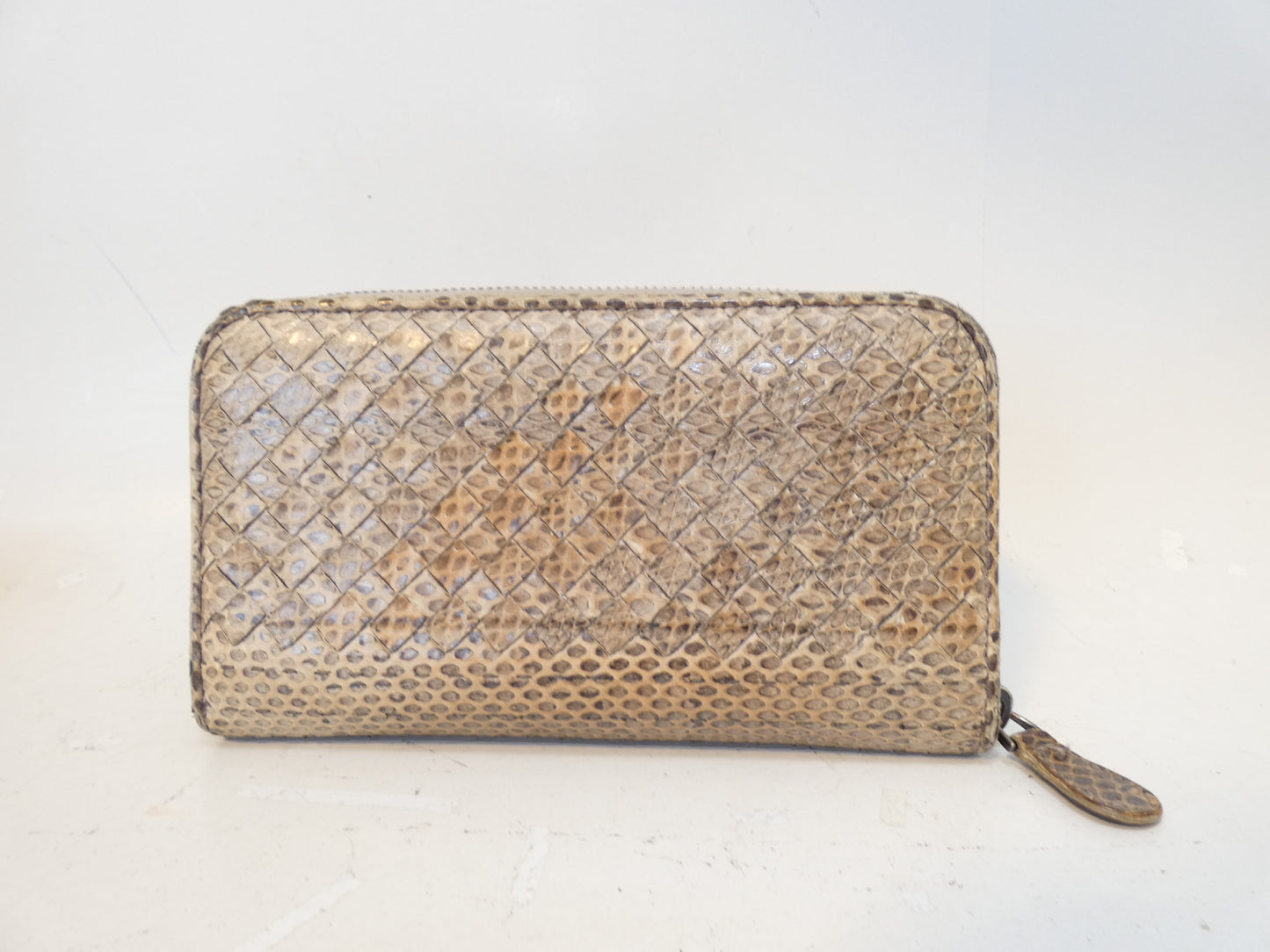 BOTTEGA VENETA Python Intrecciato Round Zip Long Wallet