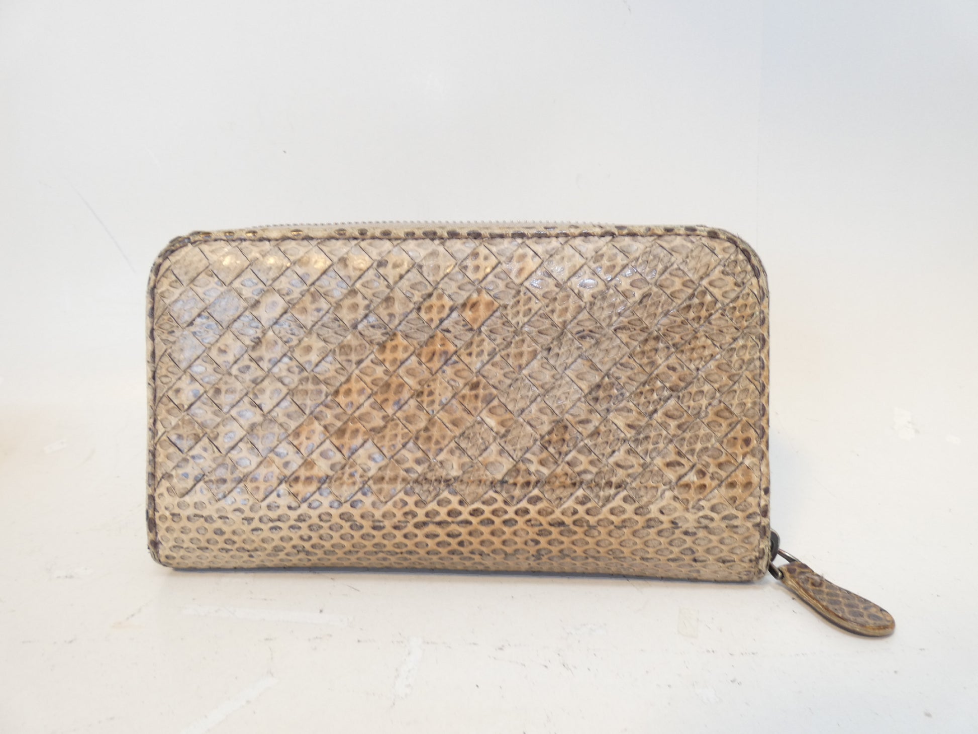 BOTTEGA VENETA Python Intrecciato Round Zip Long Wallet