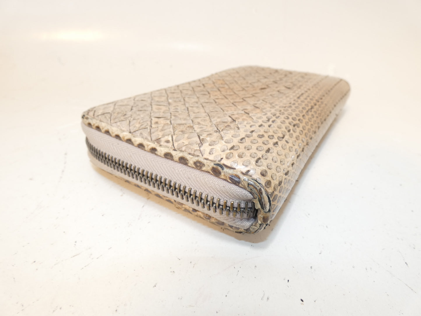 BOTTEGA VENETA Python Intrecciato Round Zip Long Wallet