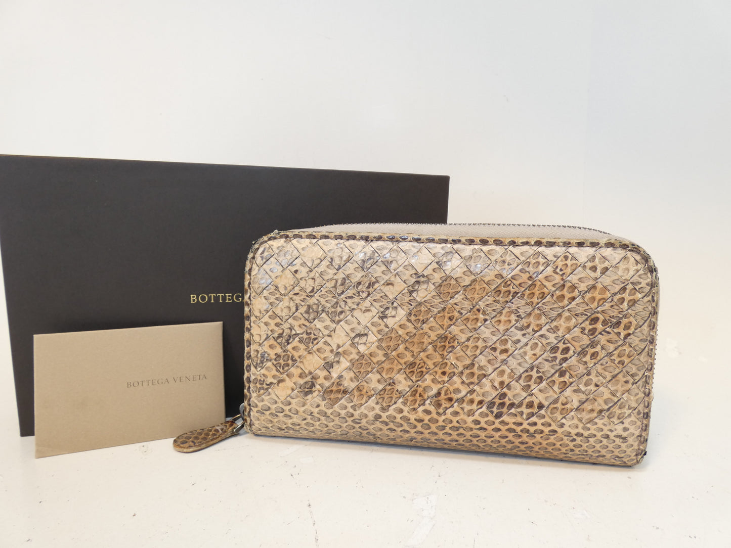 BOTTEGA VENETA Python Intrecciato Round Zip Long Wallet