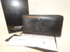 Yves Saint Laurent Front Logo Leather Black Long Wallet with Round Zipper