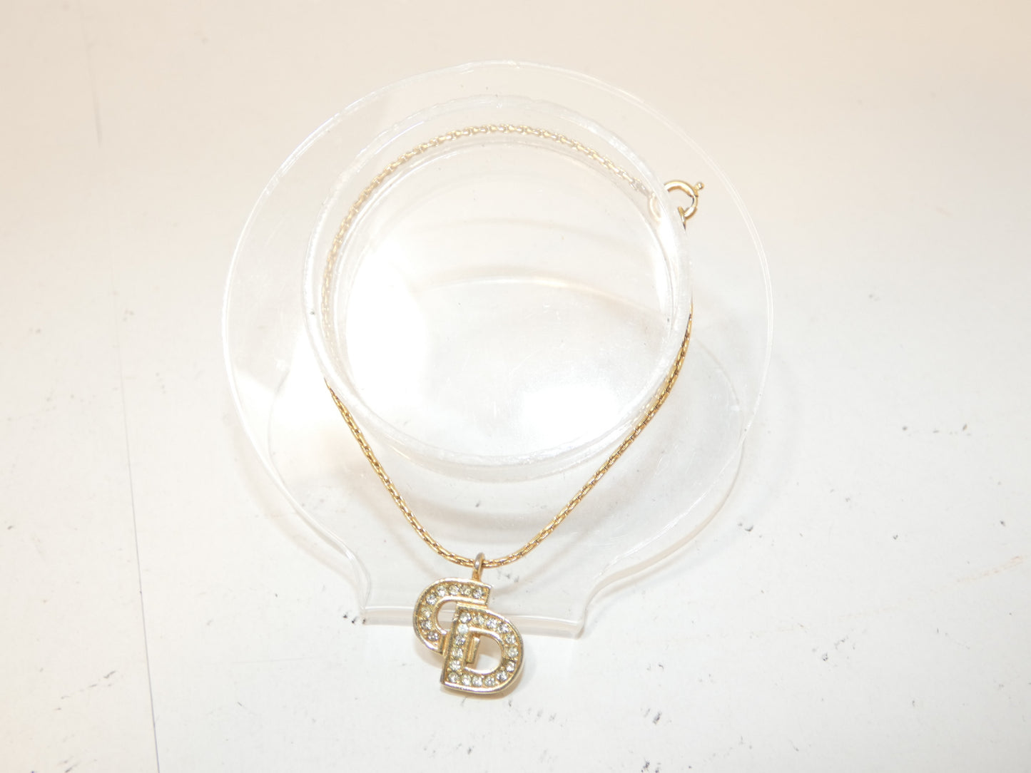Dior CD Logo Rhinestone GP Bracelet Bangle