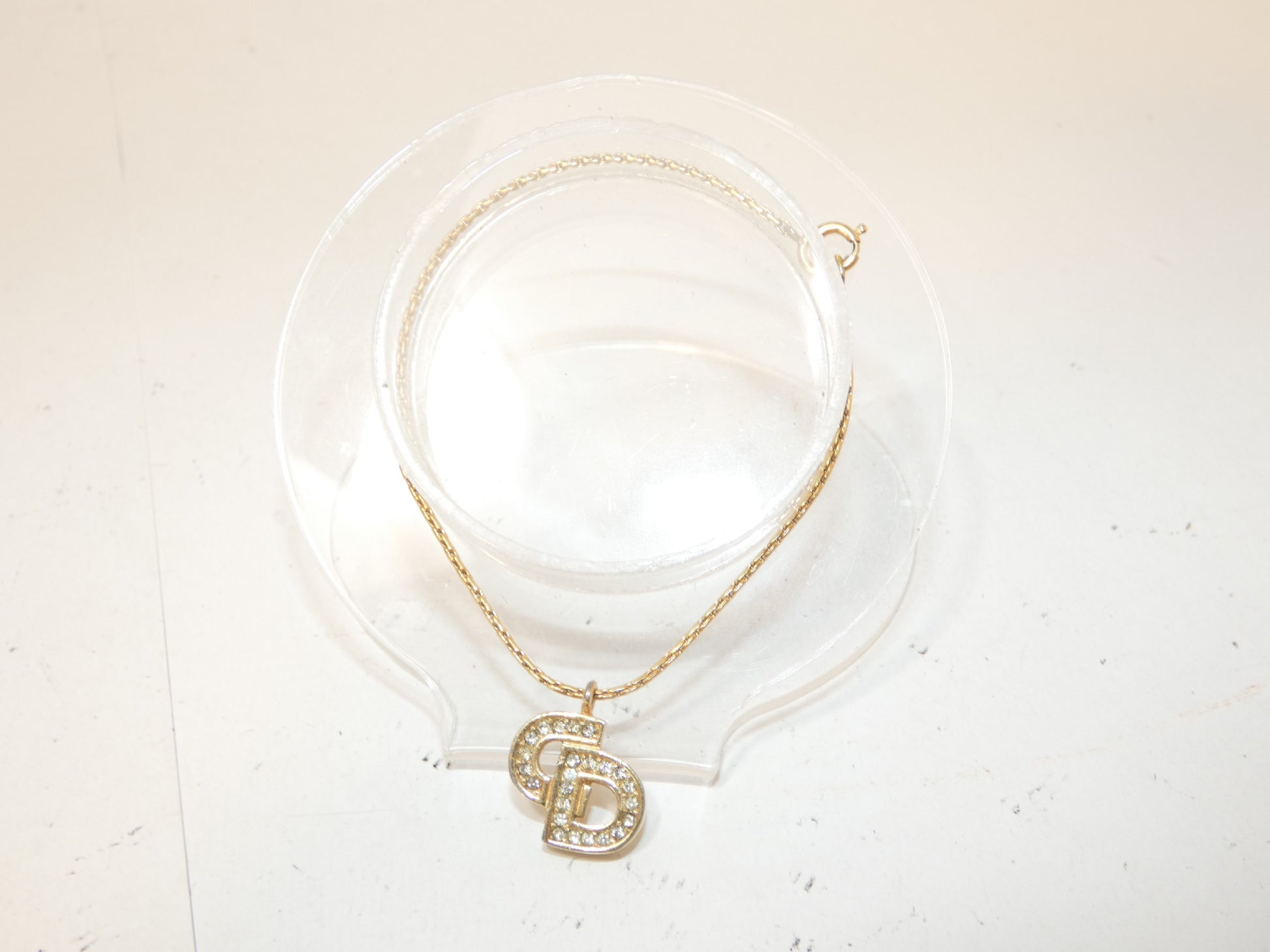 Dior CD Logo Rhinestone GP Bracelet Bangle