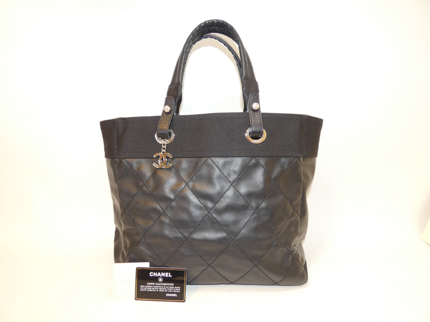 CHANEL Paris Biarritz MM Black Hand Tote Bag