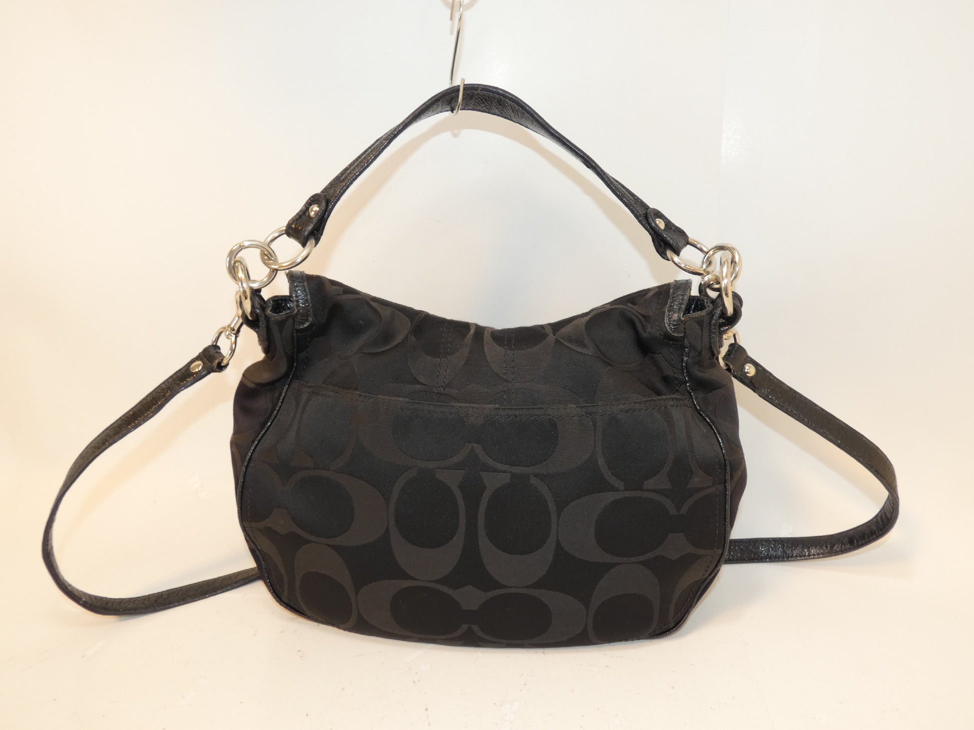 COACH 2-way Signature Canvas Black Shoulder Bag