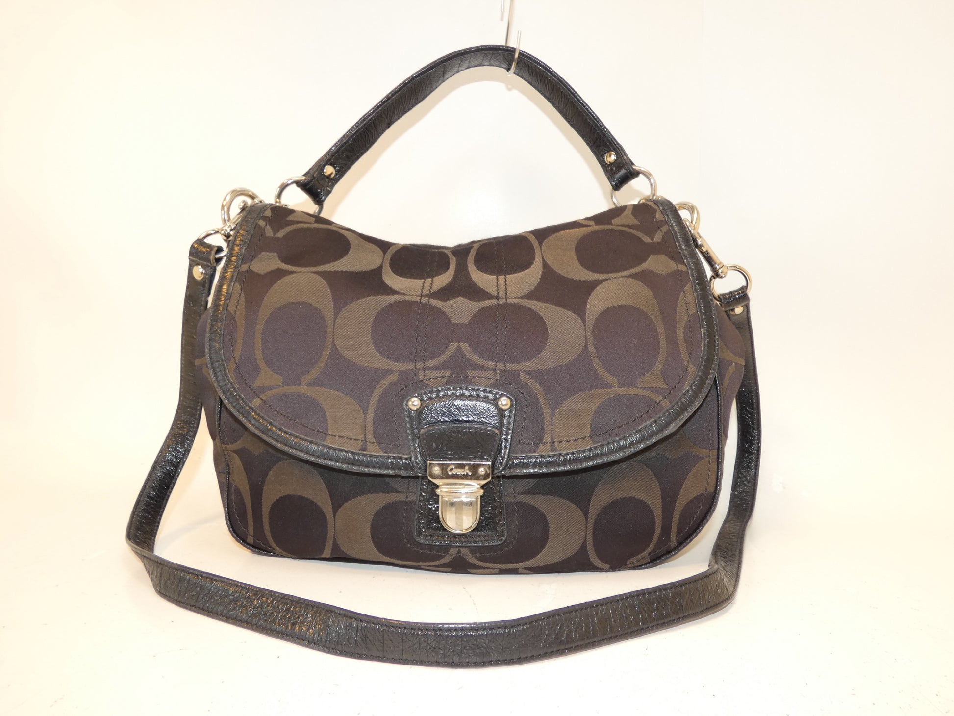 COACH 2-way Signature Canvas Black Shoulder Bag