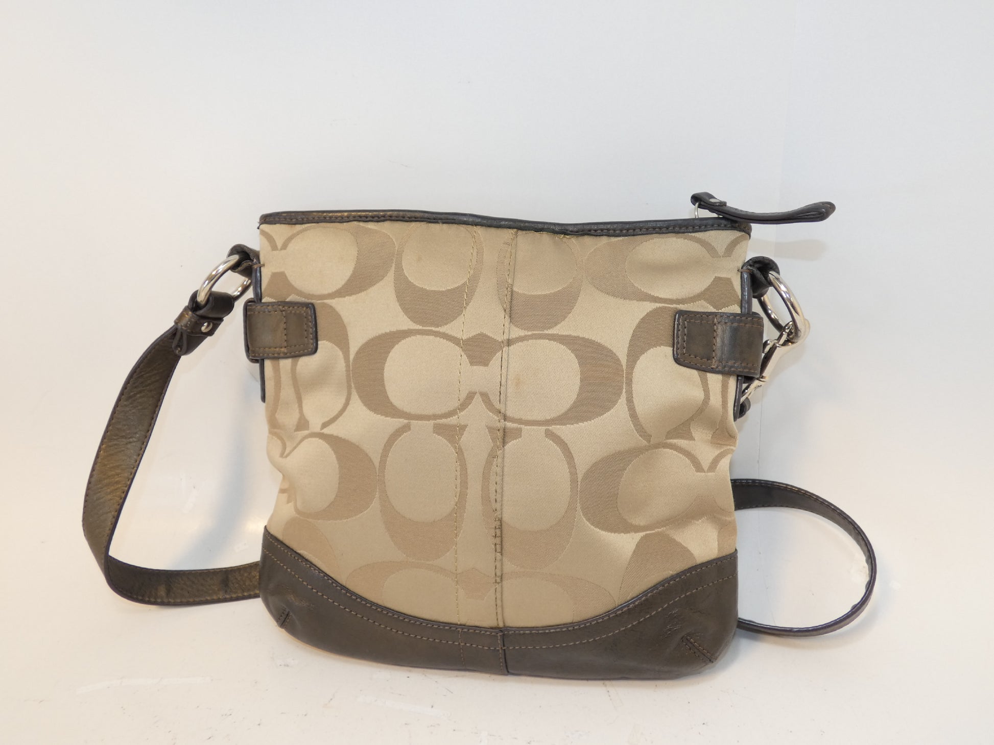 COACH Front Chain Signature Canvas and Leather Shoulder Bag