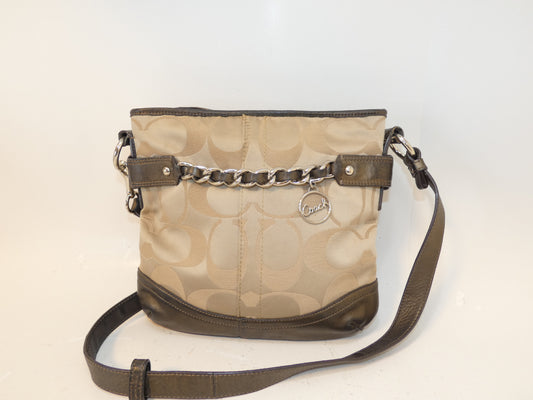 COACH Front Chain Signature Canvas and Leather Shoulder Bag
