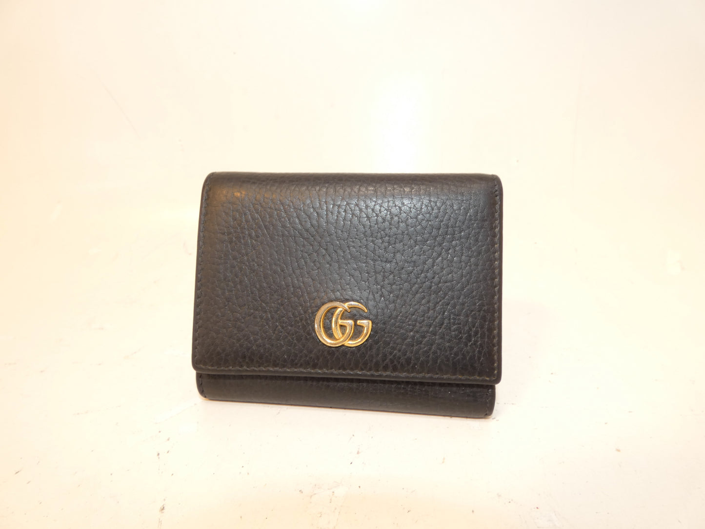 GUCCI Marmont Leather Black Double Hook Folding Wallet