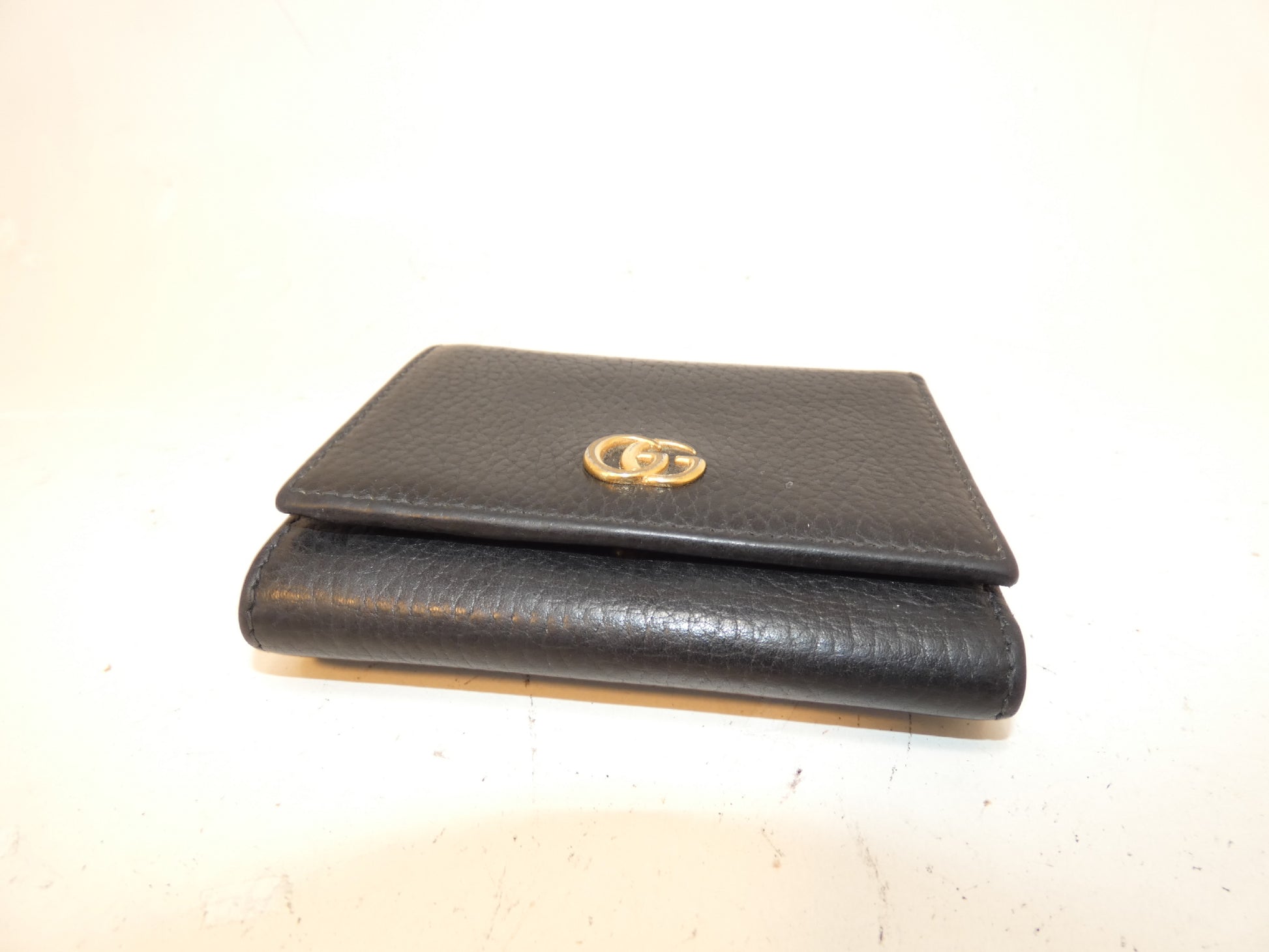 GUCCI Marmont Leather Black Double Hook Folding Wallet