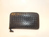 BOTTEGA VENETA Intrecciato Black Leather Round Zip Long Wallet