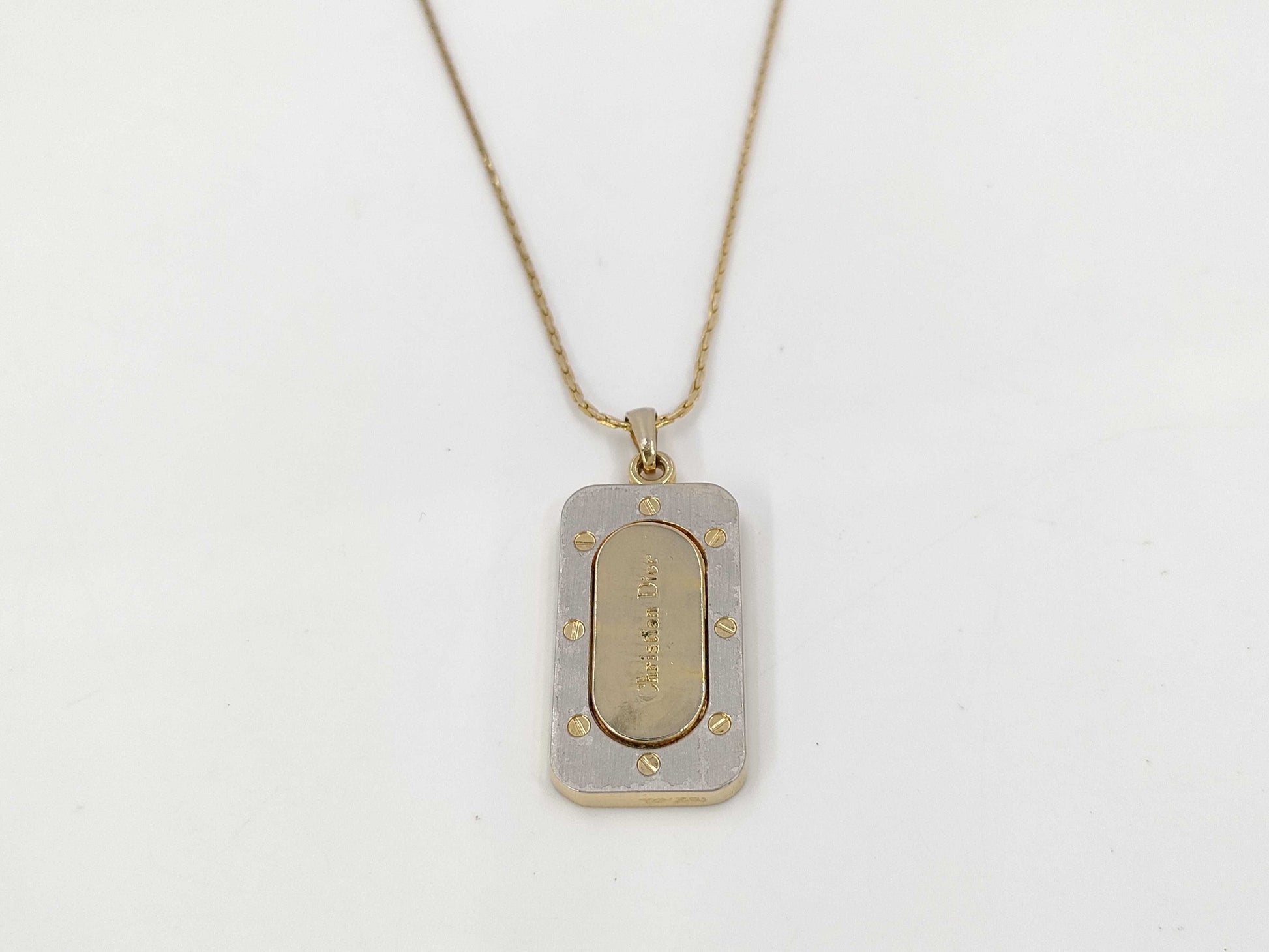 Dior Dior Necklace Logo Plate Gold Necklace