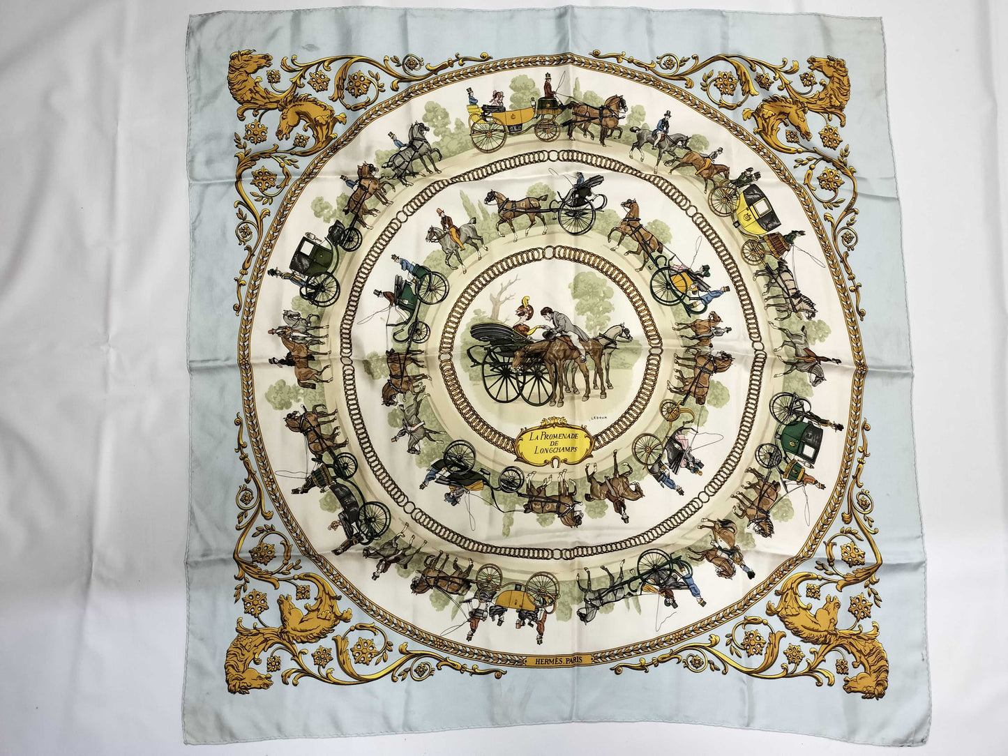 HERMES Carre Hermes Scarf White Scarf