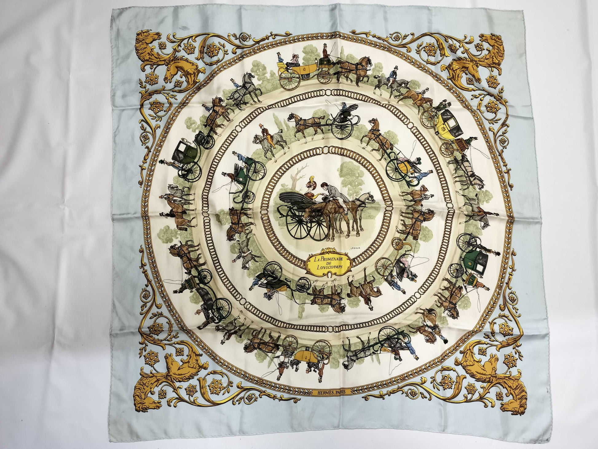 HERMES Carre Hermes Scarf White Scarf