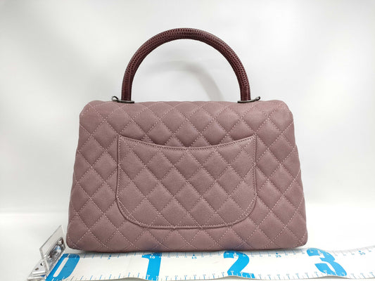 CHANEL CHANEL Handbag Large Top Handle Flap Bag / Coco Handle / Matelasse Pink Purple x Bordeaux Vintage Silver Hardware Handbag