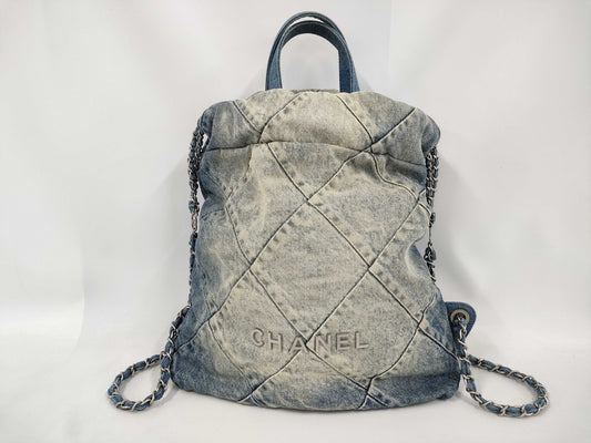 CHANEL CHANEL Backpack CHANEL 22 / CHANEL 22 Backpack Indigo Blue Denim Backpack