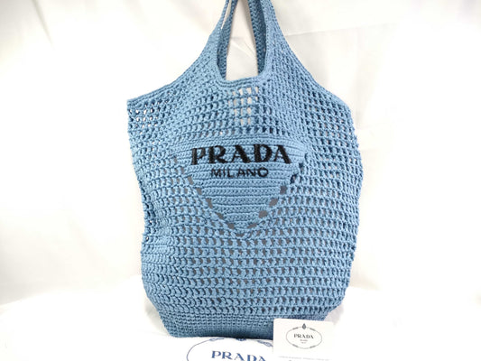 PRADA PRADA Tote Bag Crochet Celeste Handbag