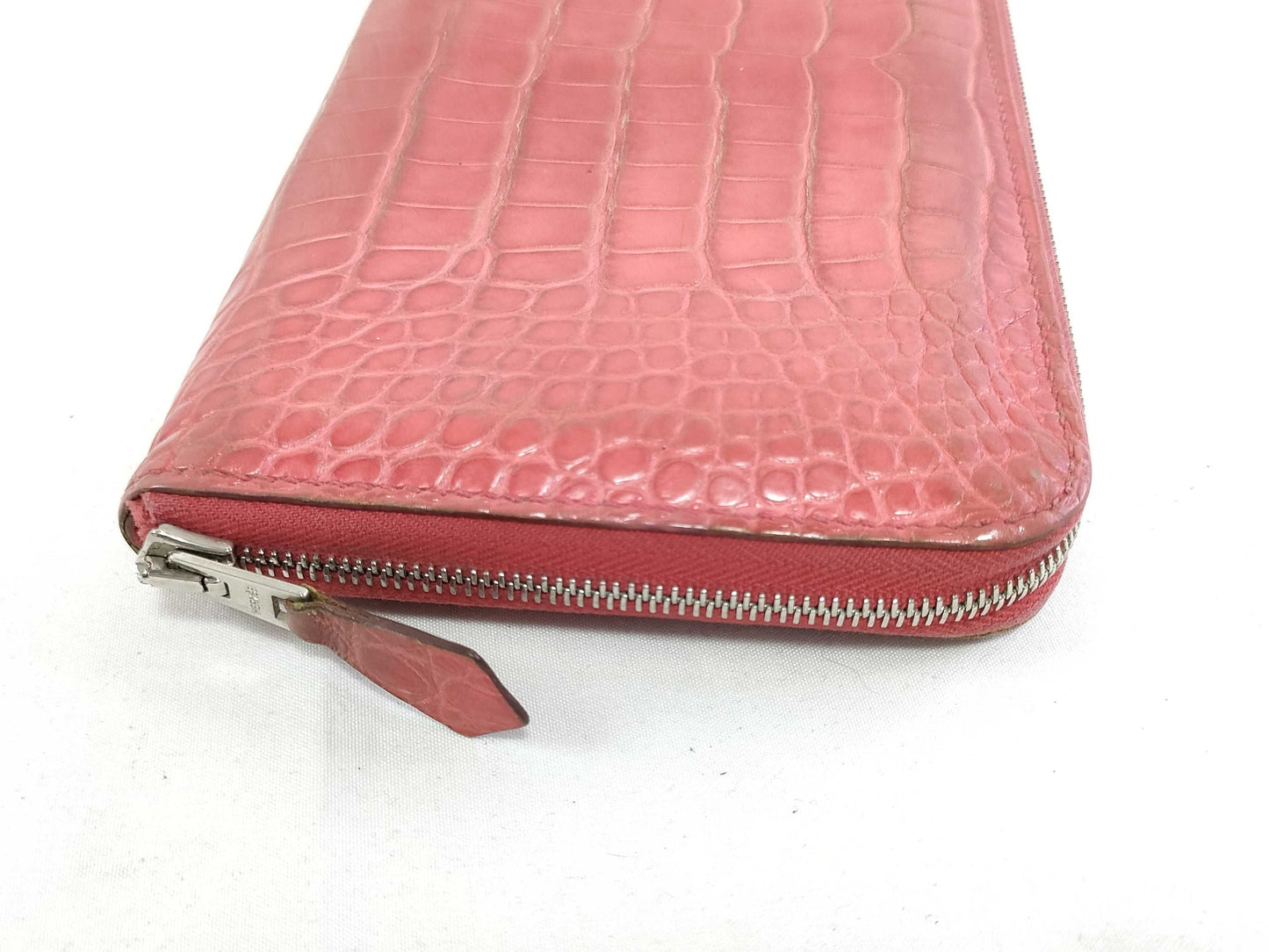 HERMES HERMES Azap Long Wallet, Pink, Matte Alligator Leather, N Stamp