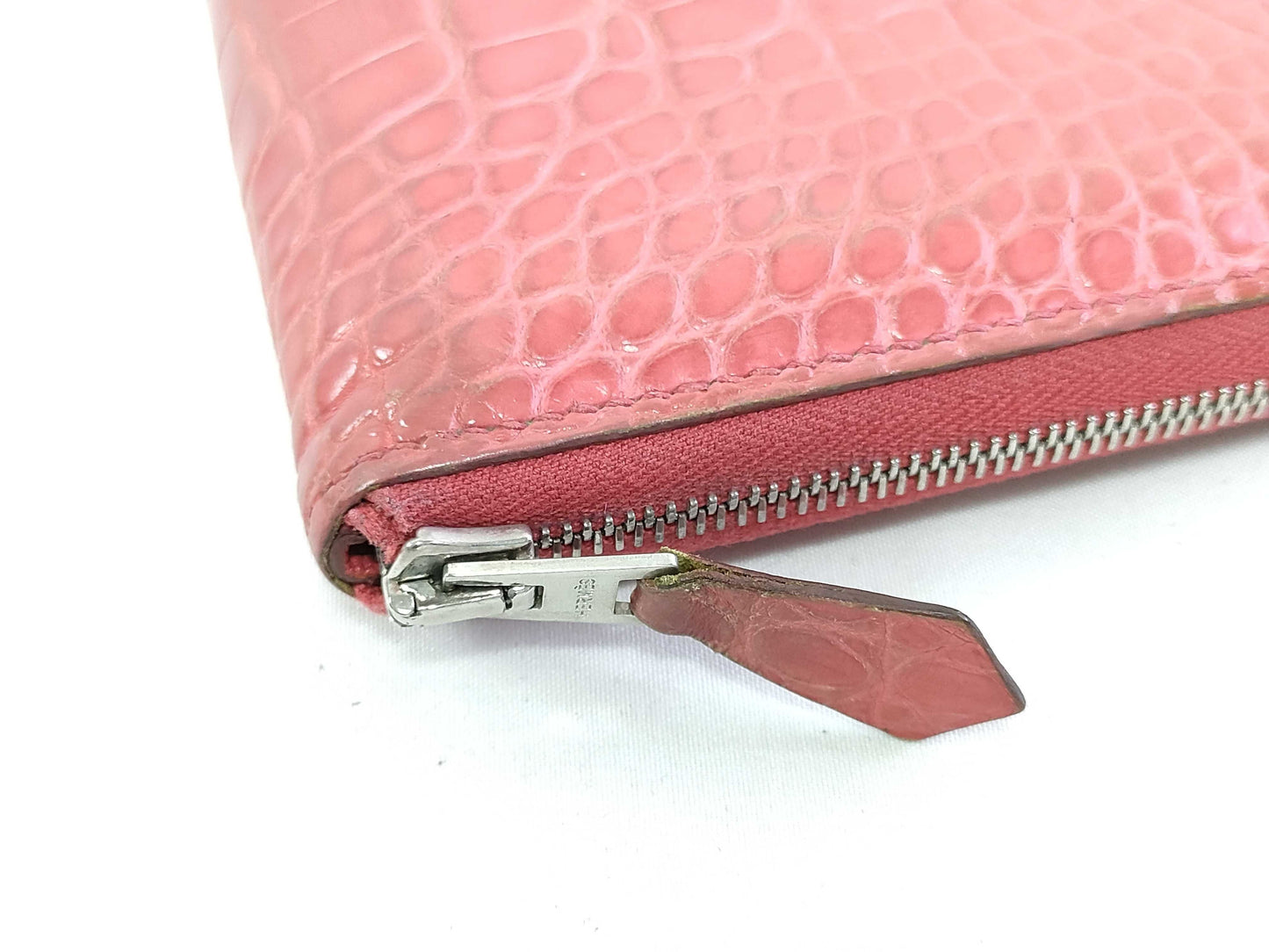 HERMES HERMES Azap Long Wallet, Pink, Matte Alligator Leather, N Stamp
