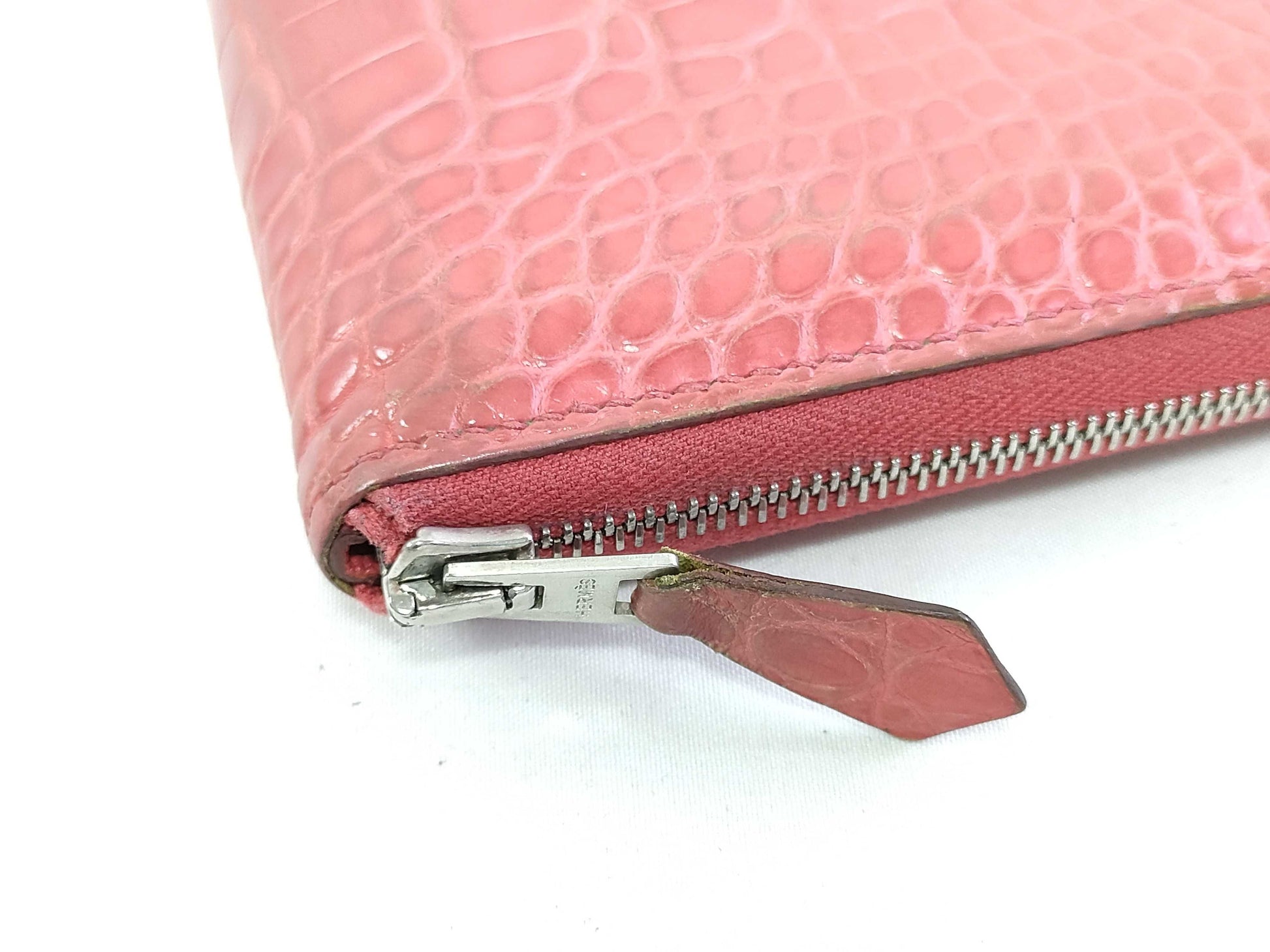 HERMES HERMES Azap Long Wallet, Pink, Matte Alligator Leather, N Stamp