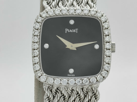 PIAGET 9908E22 366972 Hand-Wound Black Dial K18 Women's Watch