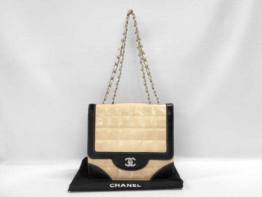 CHANEL CHANEL Shoulder Bag Chocolate Bar Enamel x Lambskin Two-Tone Shoulder Bag