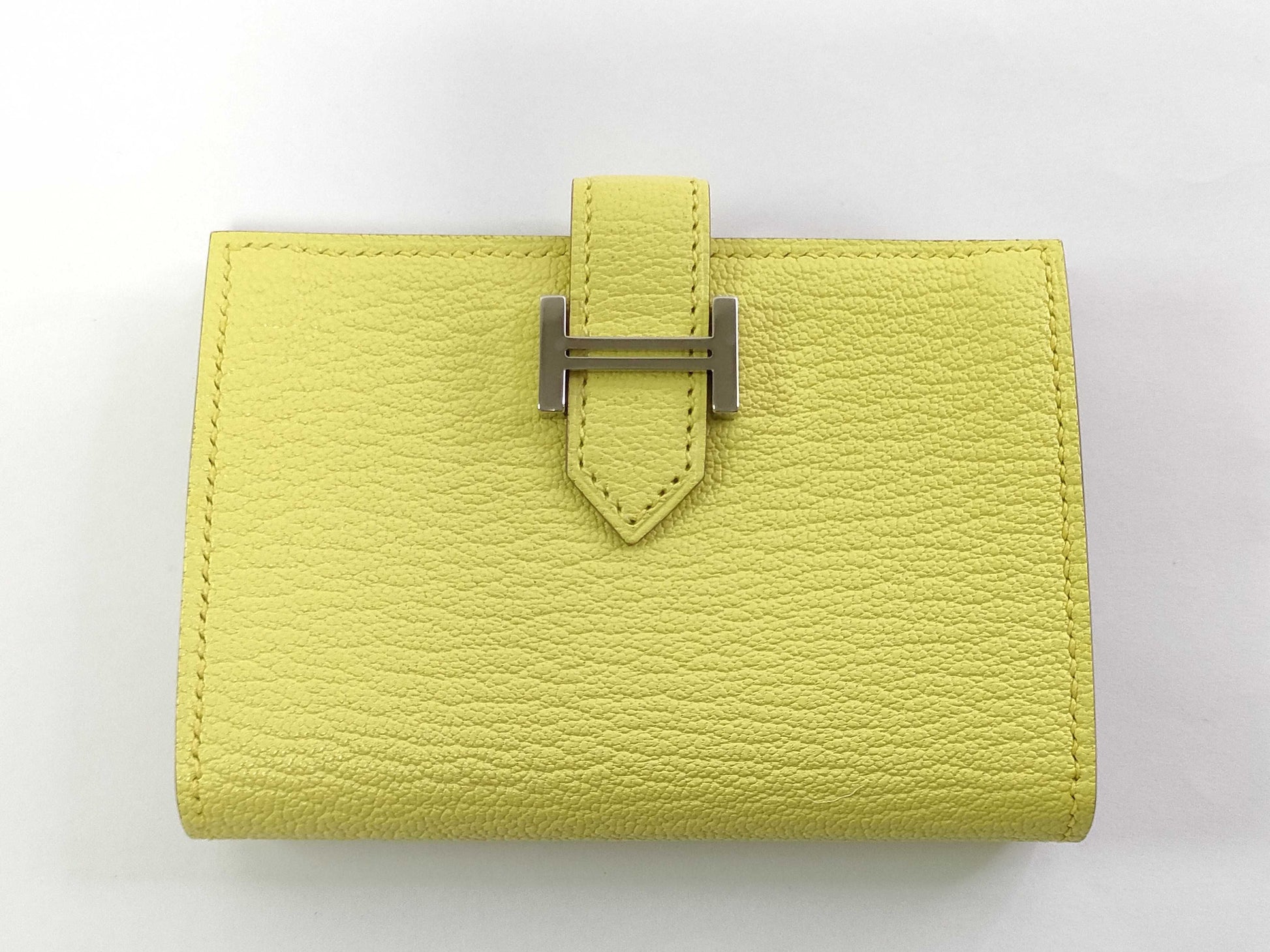 HERMES HERMES Bearn Card Case, Limoncello Chevre, W Engraved, Card Case, Pass Case, Business Card Case