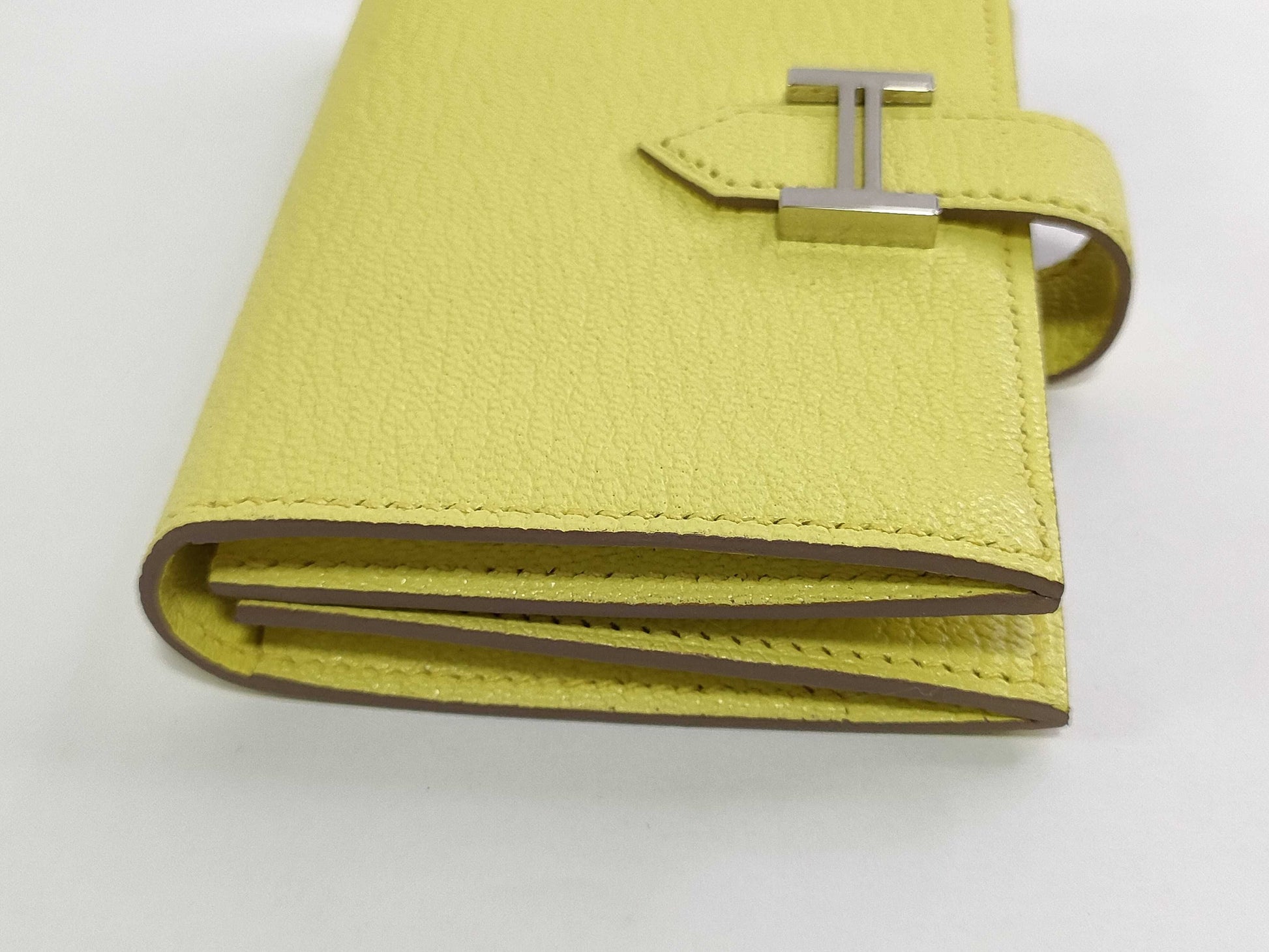 HERMES HERMES Bearn Card Case, Limoncello Chevre, W Engraved, Card Case, Pass Case, Business Card Case
