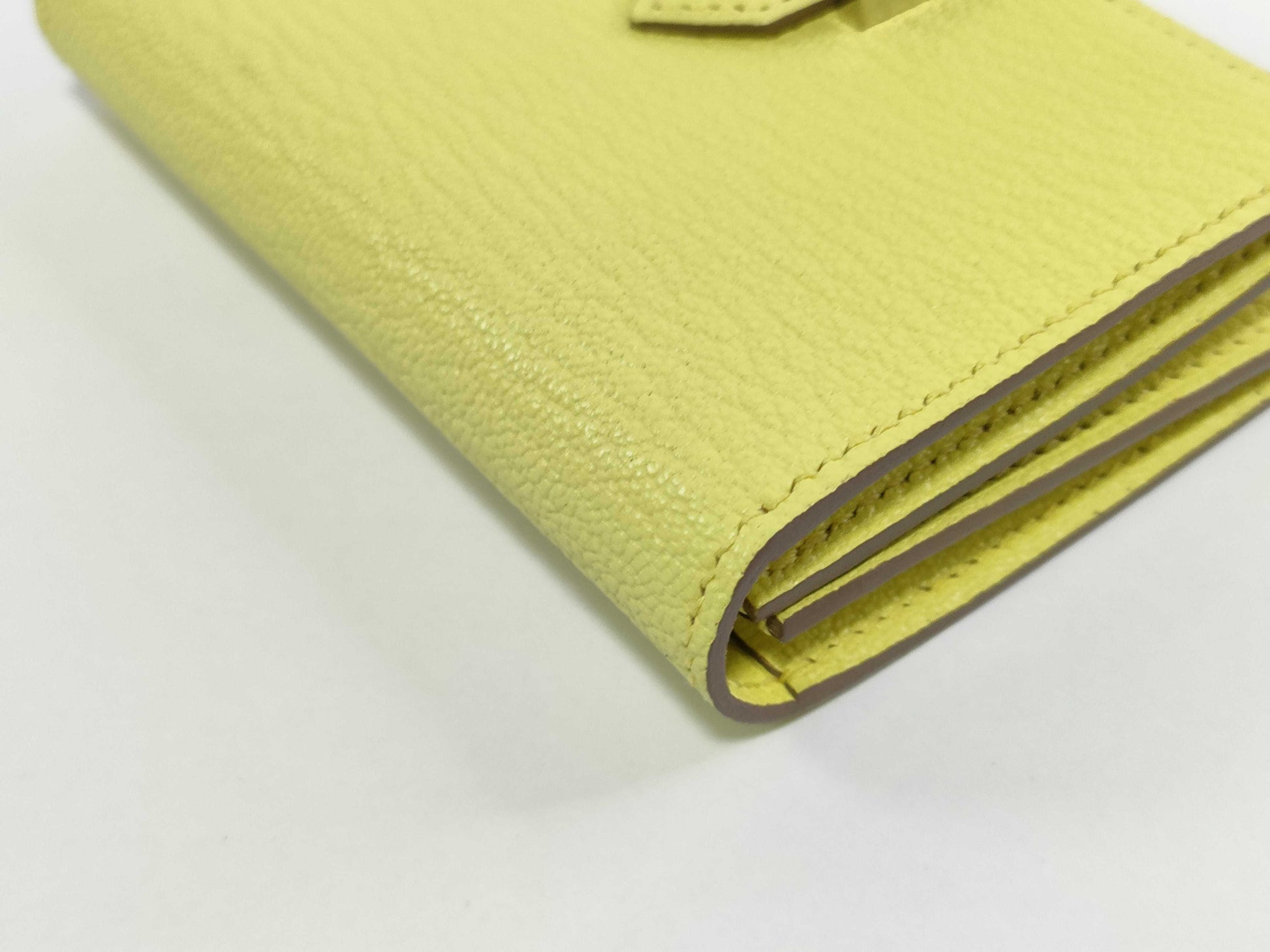 HERMES HERMES Bearn Card Case, Limoncello Chevre, W Engraved, Card Case, Pass Case, Business Card Case