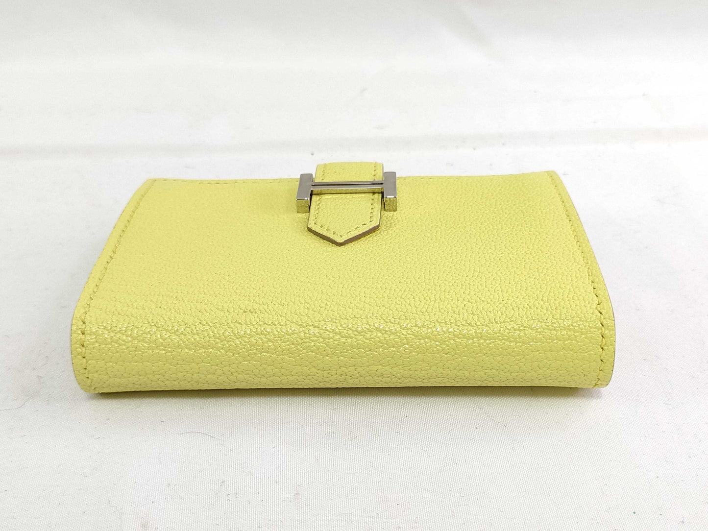 HERMES HERMES Bearn Card Case, Limoncello Chevre, W Engraved, Card Case, Pass Case, Business Card Case